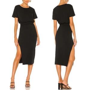 NWT Lovers + Friends Easy Ruched Midi Dress in Black Size XS